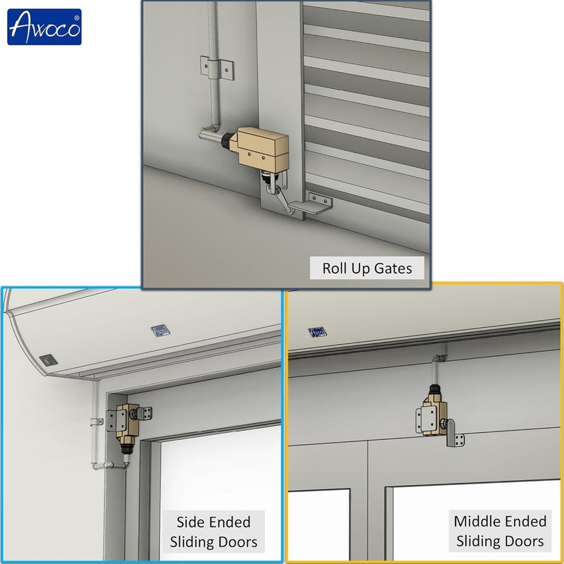 Awoco Heavy Duty Commercial Door Micro Switch with Parallel Roller Plunger for Sliding Doors/Windows for Air Curtains, 250V 15A IP 65 Limit Switch Type NO and Type NC (TZ-6002-15A) - Image 4